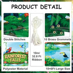 18×6ft Rainforest Falls VBS Backdrop, Large Tropical Jungle Background in 18×6ft, alternate view 3