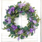 18”Artificial Flower Eucalyptus Leaves Wreath Rustic Farmhouse Decorative Floral Wreath for Front Door Window, alternate view