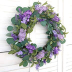 18”Artificial Flower Eucalyptus Leaves Wreath Rustic Farmhouse Decorative Floral Wreath for Front Door Window, alternate view