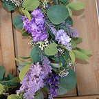 18”Artificial Flower Eucalyptus Leaves Wreath Rustic Farmhouse Decorative Floral Wreath for Front Door Window, alternate view