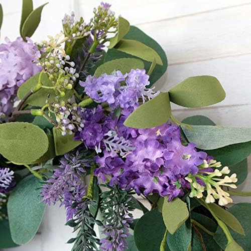 18”Artificial Flower Eucalyptus Leaves Wreath Rustic Farmhouse Decorative Floral Wreath for Front Door Window, alternate view