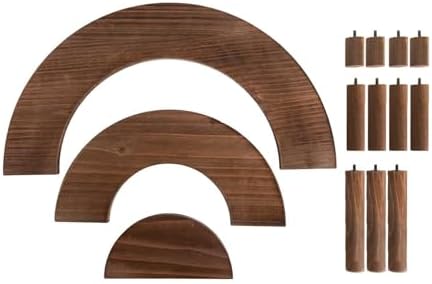 18" Brown 3 Tier Wooden Semicircle Cupcake Dessert Stands | Wooden Cup Cake Stand for Birthday Wedding Party, alternate view