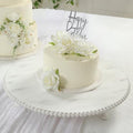 18" Extra Large Wooden Pedestal Cake Stand - Antique White Beaded Riser for Multi-Tier Cakes, Grand Wedding