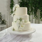 18" Extra Large Wooden Pedestal Cake Stand - Antique White Beaded Riser for Multi-Tier Cakes, Grand Wedding, alternate view 6