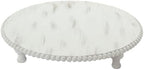 18" Extra Large Wooden Pedestal Cake Stand - Antique White Beaded Riser for Multi-Tier Cakes, Grand Wedding, alternate view 7