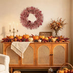 18" Fall Wreath Artificial Berry Leaf Wreath for Thanksgiving Wall Decor, alternate view 3