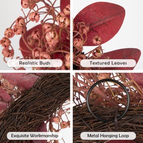 18" Fall Wreath Artificial Berry Leaf Wreath for Thanksgiving Wall Decor, alternate view 4