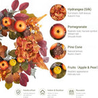 18'' Fall Wreath for Front Door with Lights & Pomegranate in Red Orange, alternate view 3