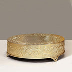 18" Gold Round Embossed Metal Cake Plateau Stand, Wedding Dessert Table Display Riser in Gold, alternate view 6