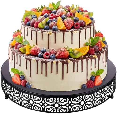18'' Halloween Cake Stand Round Metal Black Cupcake Display Holder in Black