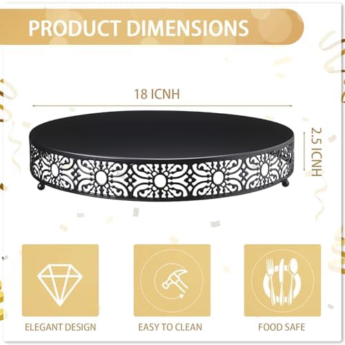 18'' Halloween Cake Stand Round Metal Black Cupcake Display Holder in Black, alternate view 3
