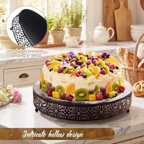 18'' Halloween Cake Stand Round Metal Black Cupcake Display Holder in Black, alternate view 4