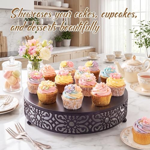 18'' Halloween Cake Stand Round Metal Black Cupcake Display Holder in Black, alternate view 5