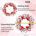 18'' Handmade Foam Heart Shaped Wreath - Red Pip Berry Artificial Rustic Twig Wreath - Wedding Party Home Office, alternate