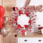 18'' Handmade Foam Heart Shaped Wreath - Red Pip Berry Artificial Rustic Twig Wreath - Wedding Party Home Office, alternate