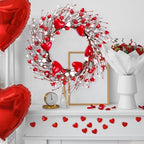 18'' Handmade Foam Heart Shaped Wreath - Red Pip Berry Artificial Rustic Twig Wreath - Wedding Party Home Office, alternate