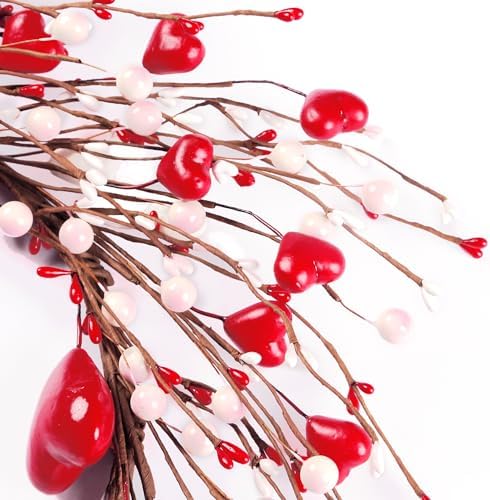 18'' Handmade Foam Heart Shaped Wreath - Red Pip Berry Artificial Rustic Twig Wreath - Wedding Party Home Office, alternate