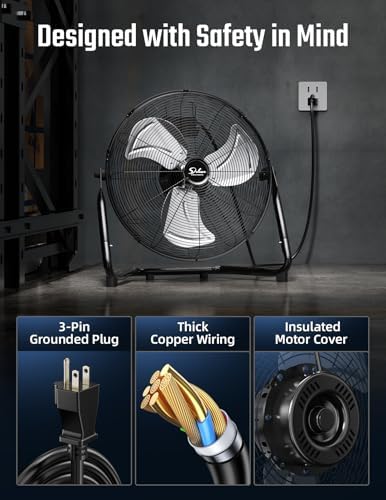 18" High Velocity Industrial Cooling Floor Fan with 3 Speeds, 230 Degree Adjustable Tilt, ETL-Listed Safety, alternate view 5