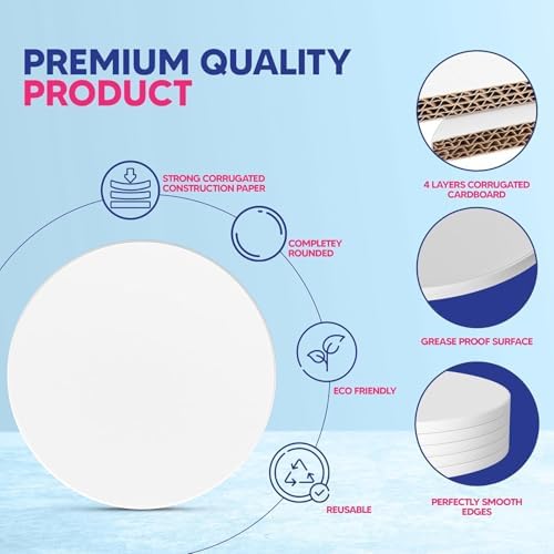 18 Inch Cake Drum Pack of 3 - Smooth-Edged - Sturdy Boards Round - Bend Resistant Multi-Layered Cake Base for, alternate view