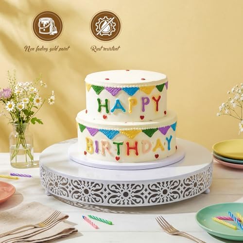 18 Inch Cake Stand Round Metal Cupcake in White, alternate view 4