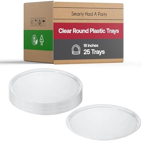 18 Inch Clear Round Plastic Serving Tray - Elegant Large Plastic Serving Trays for Parties, Catering & Buffets