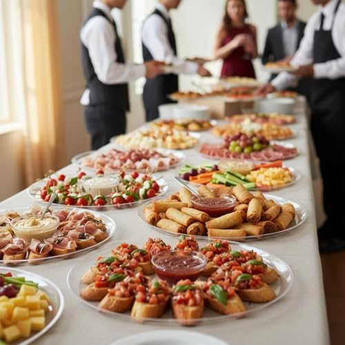 18 Inch Clear Round Plastic Serving Tray - Elegant Large Plastic Serving Trays for Parties, Catering & Buffets, alternate