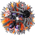 18 Inch Halloween Mesh Wreath for Front Door, Halloween Wreaths with 3D Large Striped Spider, Black Orange