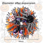 18 Inch Halloween Mesh Wreath for Front Door, Halloween Wreaths with 3D Large Striped Spider, Black Orange, alternate view 3