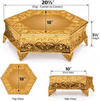 18 inch Hexagonal Gold Wedding Cake Stand, Hand Crafted, Embossed, Durable Build in Gold, alternate view 3