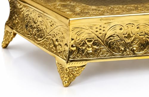 18 inch Hexagonal Gold Wedding Cake Stand, Hand Crafted, Embossed, Durable Build in Gold, alternate view 5