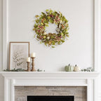 18 Inch Hydrangea Fall Wreath with 3 Pumpkins and 3 Berry Clusters, alternate view 4