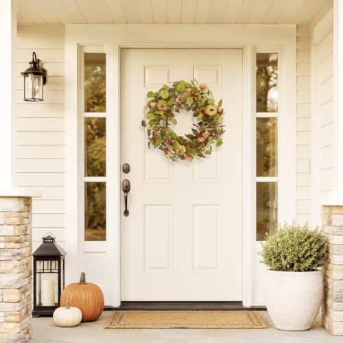 18 Inch Hydrangea Fall Wreath with Round Pumpkins and Berry Clusters, alternate view 3