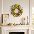 18 Inch Hydrangea Fall Wreath with Round Pumpkins and Berry Clusters, alternate view 4