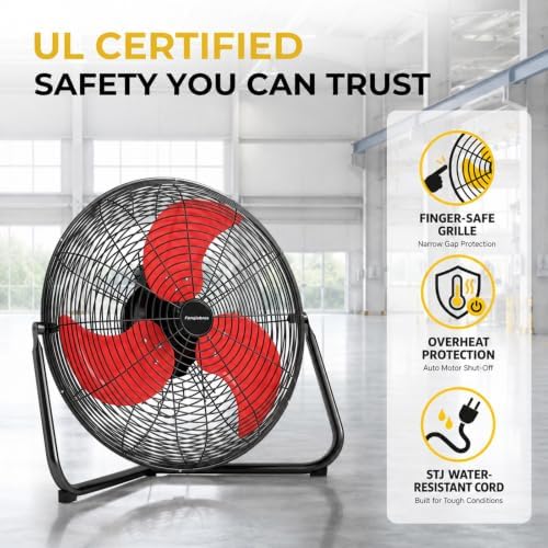 18-Inch Industrial Floor Fan, 5300 CFM, 2-in-1 Wall-Mount Design, alternate view 7
