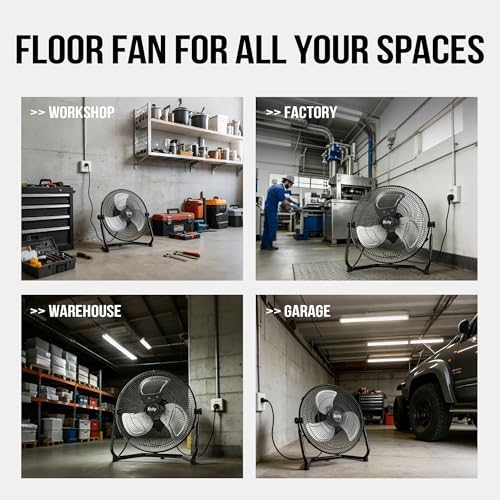 18 Inch Metal Floor & Box Fan High Velocity 4000 CFM, alternate view 6