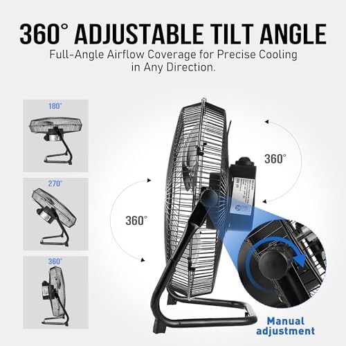 18 Inch Metal Floor & Box Fan High Velocity 4000 CFM, alternate view 7