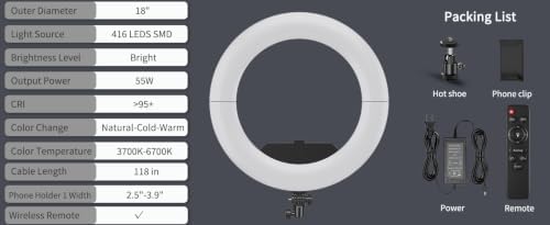 18 inch Ring Light Kit,55W no Bracket, alternate view 5
