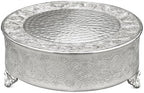 18 inch Round Silver Wedding Cake Stand, Hand Crafted, Embossed, Durable Build in Silver