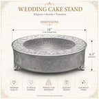 18 inch Round Silver Wedding Cake Stand, Hand Crafted, Embossed, Durable Build in Silver, alternate view 3
