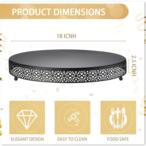 18 Inch Round Wedding Cake Stand for Cupcakes & Desserts, Black in Black, alternate view 2