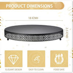 18 Inch Round Wedding Cake Stand for Cupcakes & Desserts, Black in Black, alternate view 2