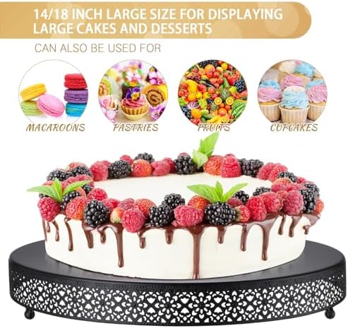 18 Inch Round Wedding Cake Stand for Cupcakes & Desserts, Black in Black, alternate view 3