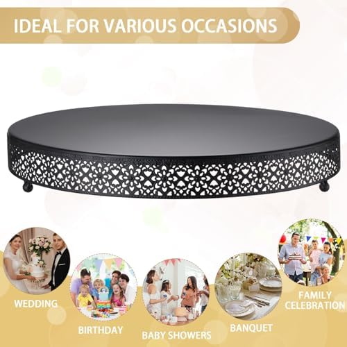 18 Inch Round Wedding Cake Stand for Cupcakes & Desserts, Black in Black, alternate view 5