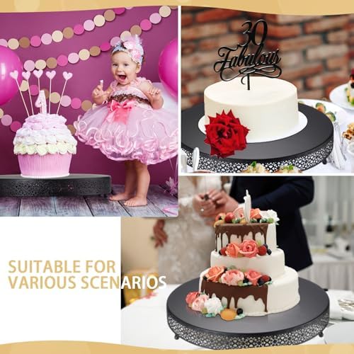 18 Inch Round Wedding Cake Stand for Cupcakes & Desserts, Black in Black, alternate view 6