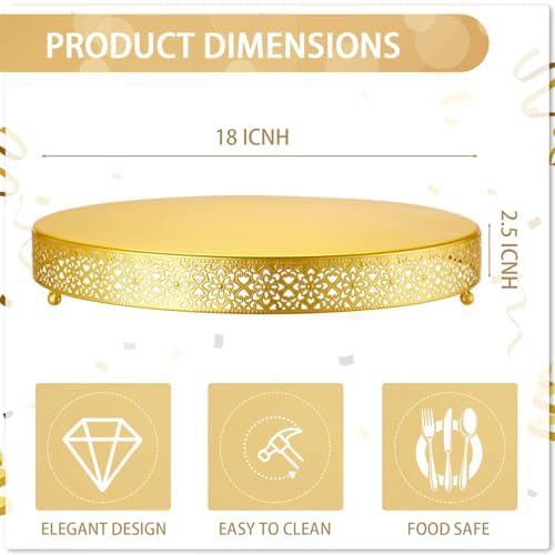 18 Inch Round Wedding Cake Stand for Cupcakes & Desserts, Gold in Gold, alternate view 2