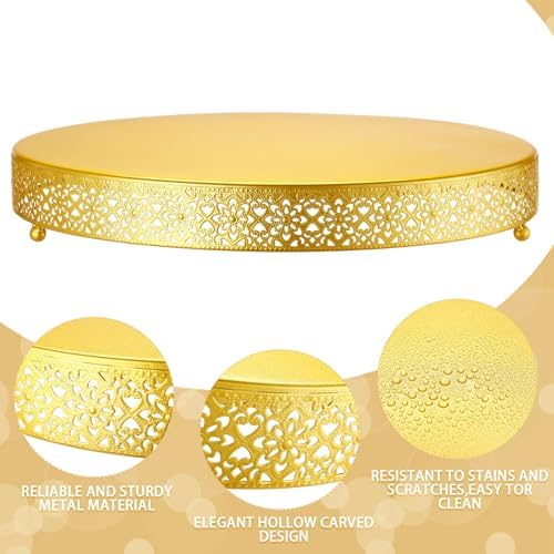 18 Inch Round Wedding Cake Stand for Cupcakes & Desserts, Gold in Gold, alternate view 4