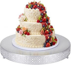 18 Inch Round Wedding Cake Stand for Cupcakes & Desserts, Silver in Silver