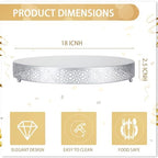 18 Inch Round Wedding Cake Stand for Cupcakes & Desserts, Silver in Silver, alternate view 2