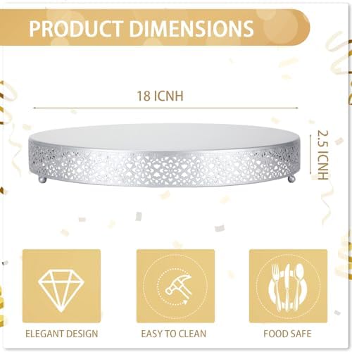 18 Inch Round Wedding Cake Stand for Cupcakes & Desserts, Silver in Silver, alternate view 2