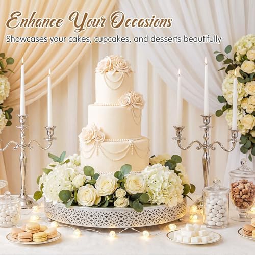 18 Inch Round Wedding Cake Stand for Cupcakes & Desserts, Silver in Silver, alternate view 6